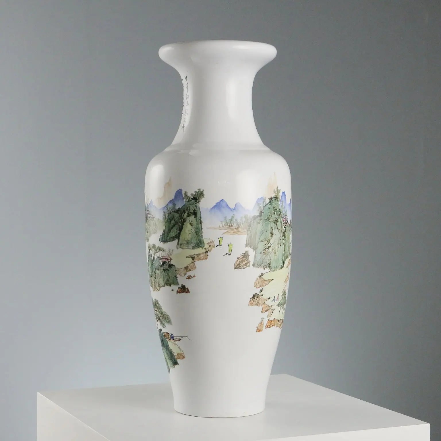 Antique Vase Porcelain Decorations Landscape China XX Century