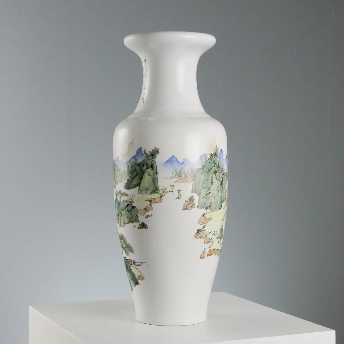 Antique Vase Porcelain Decorations Landscape China XX Century