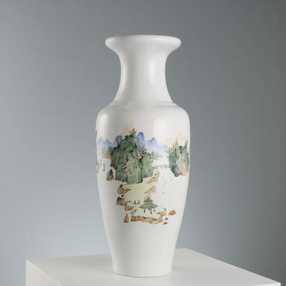 Antique Vase Porcelain Decorations Landscape China XX Century