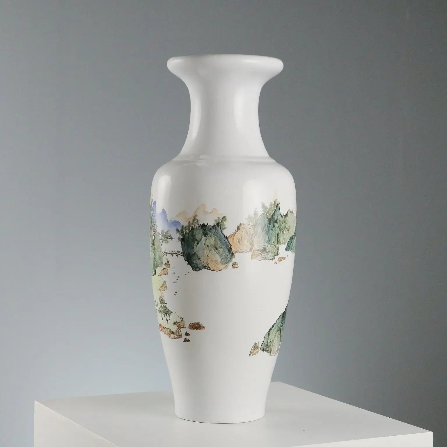 Antique Vase Porcelain Decorations Landscape China XX Century