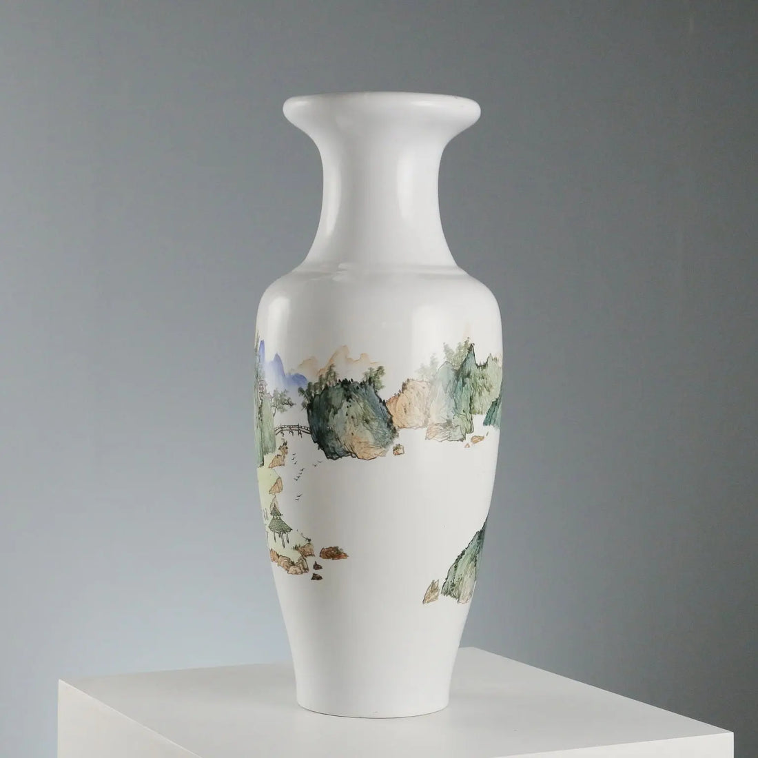 Antique Vase Porcelain Decorations Landscape China XX Century