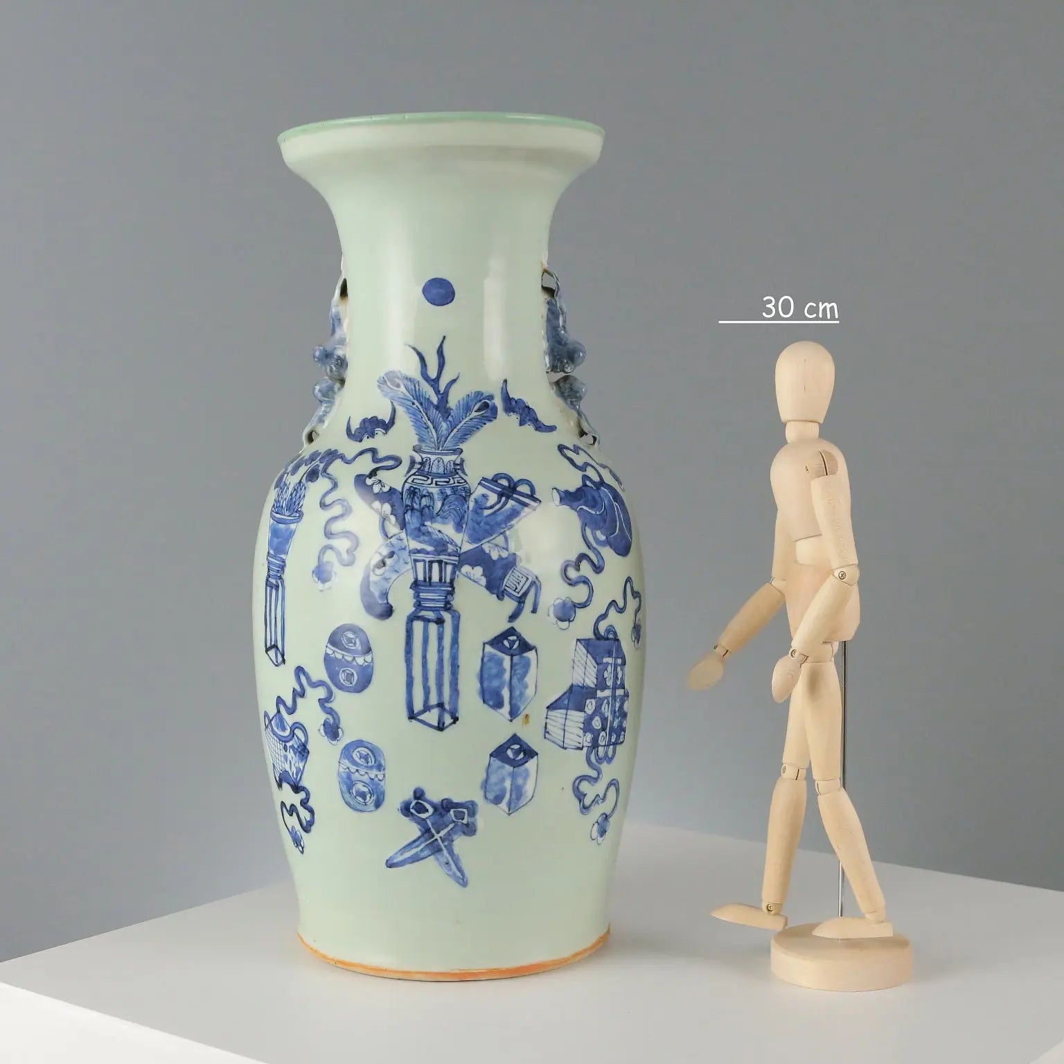 Antique Vase Celadon Porcelain Decorations China XX Century