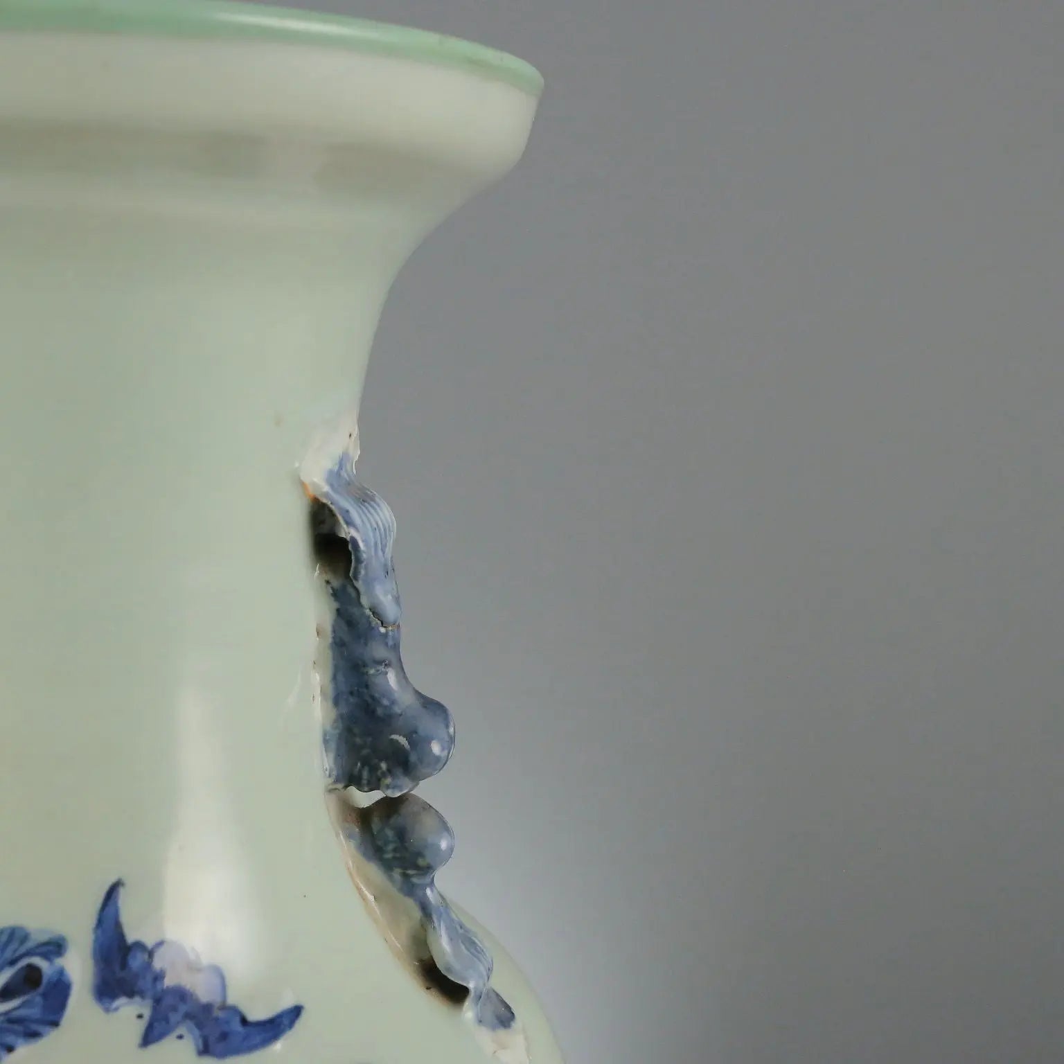 Antique Vase Celadon Porcelain Decorations China XX Century