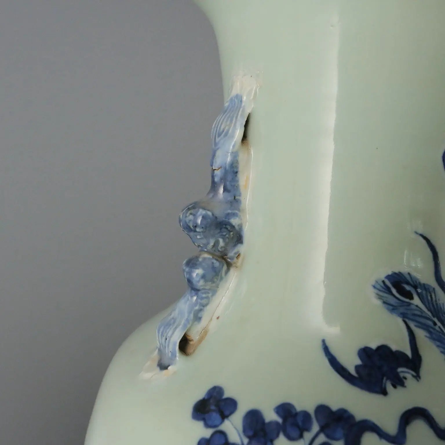 Antique Vase Celadon Porcelain Decorations China XX Century