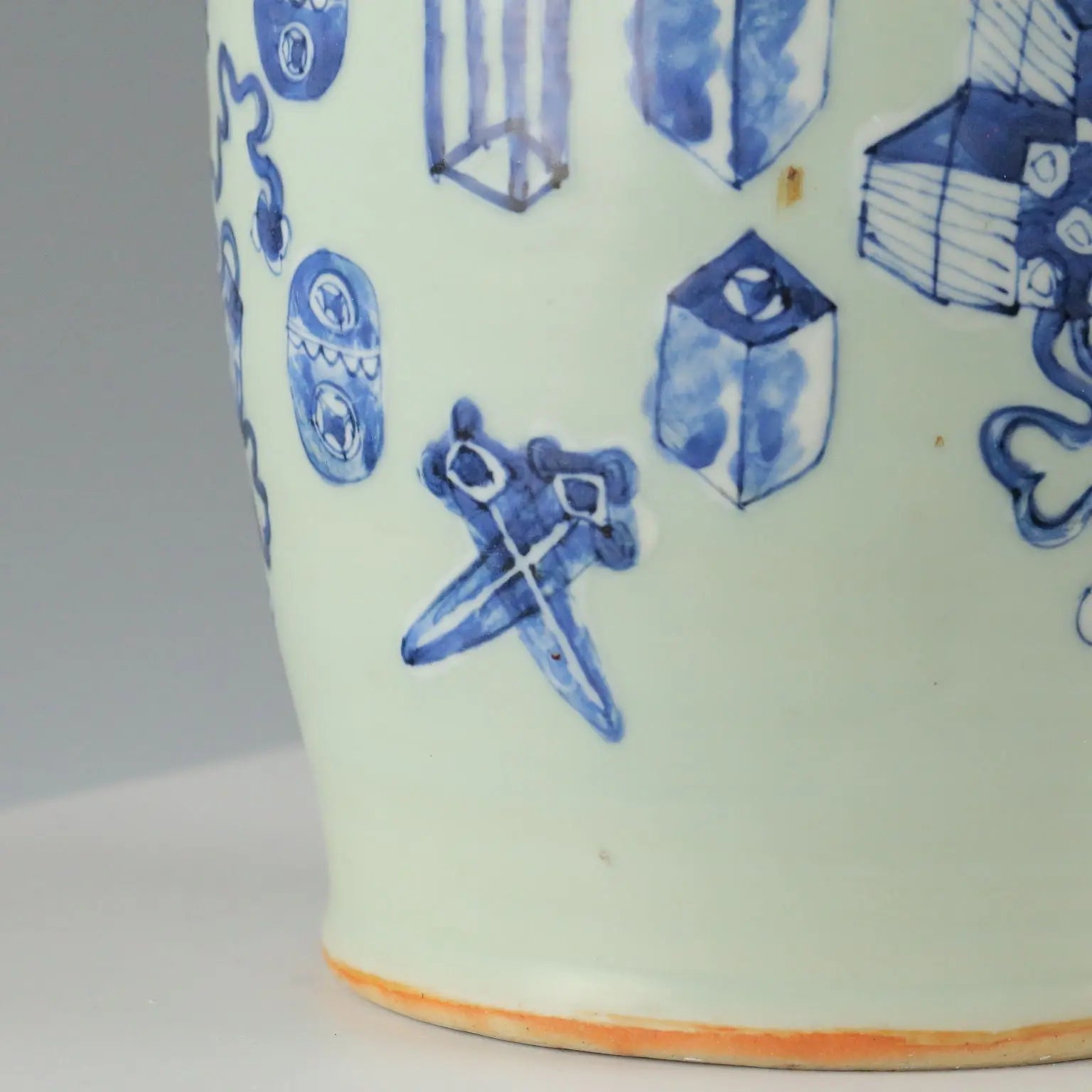 Antique Vase Celadon Porcelain Decorations China XX Century