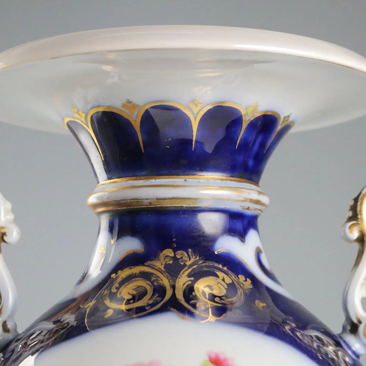 Antique Vases Cobalt Blue Porcelain Decorations France XIX-XX Century