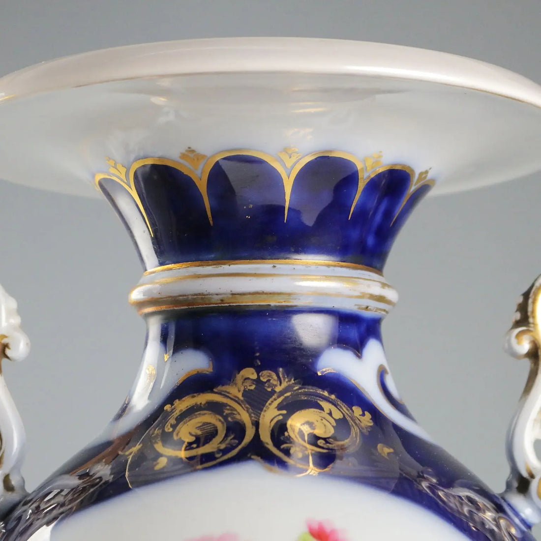 Antique Vases Cobalt Blue Porcelain Decorations France XIX-XX Century