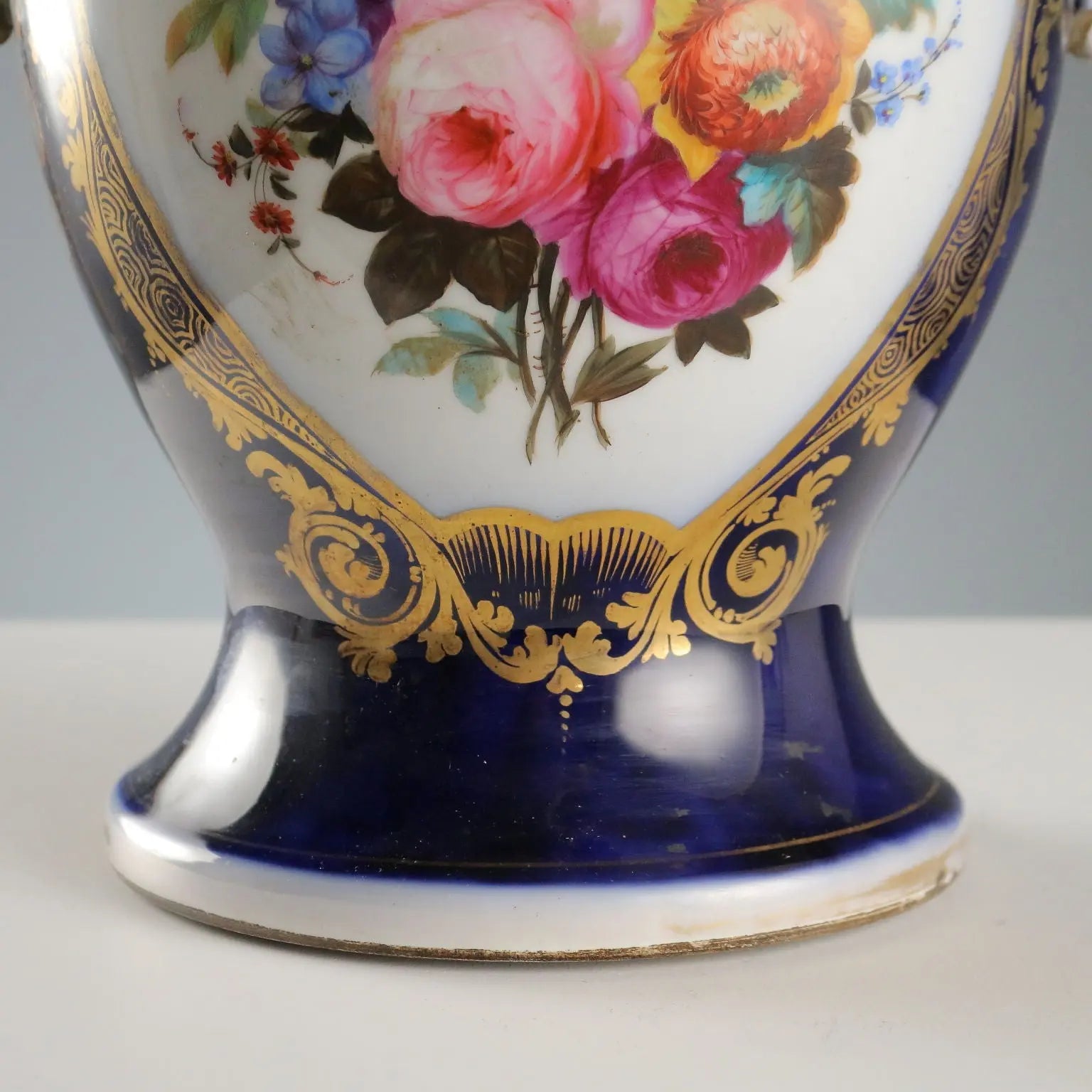 Antique Vases Cobalt Blue Porcelain Decorations France XIX-XX Century