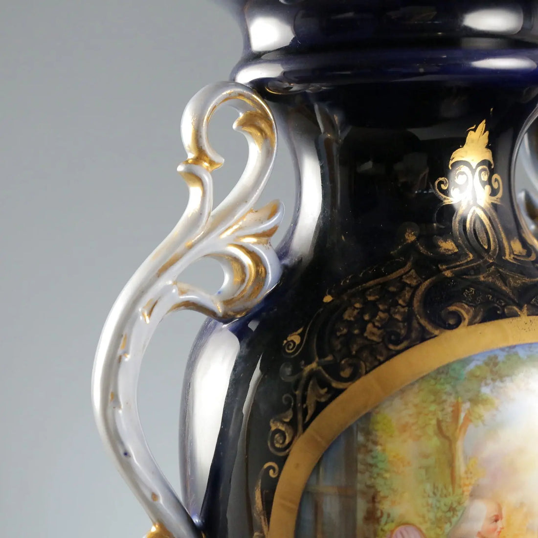 Antique Vase Blue Porcelain Decorations France XIX-XX Century