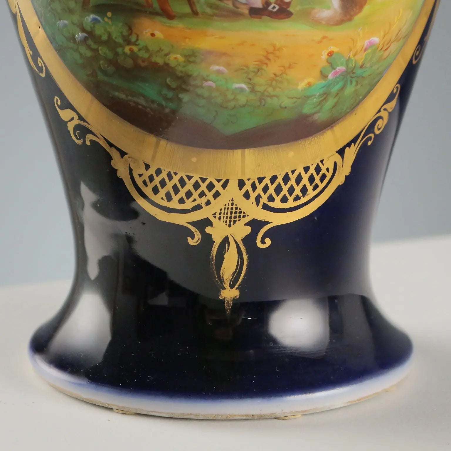 Antique Vase Blue Porcelain Decorations France XIX-XX Century