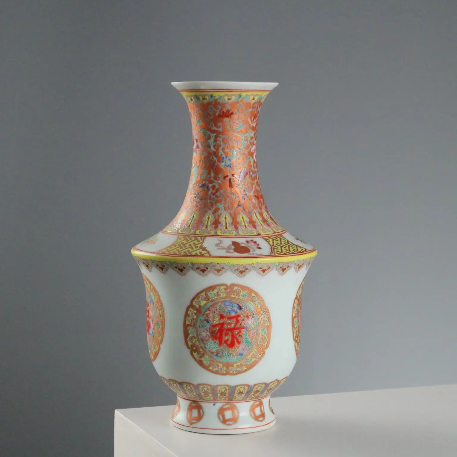 Antique Porcelain Vase Coloured Decorations China XX Century
