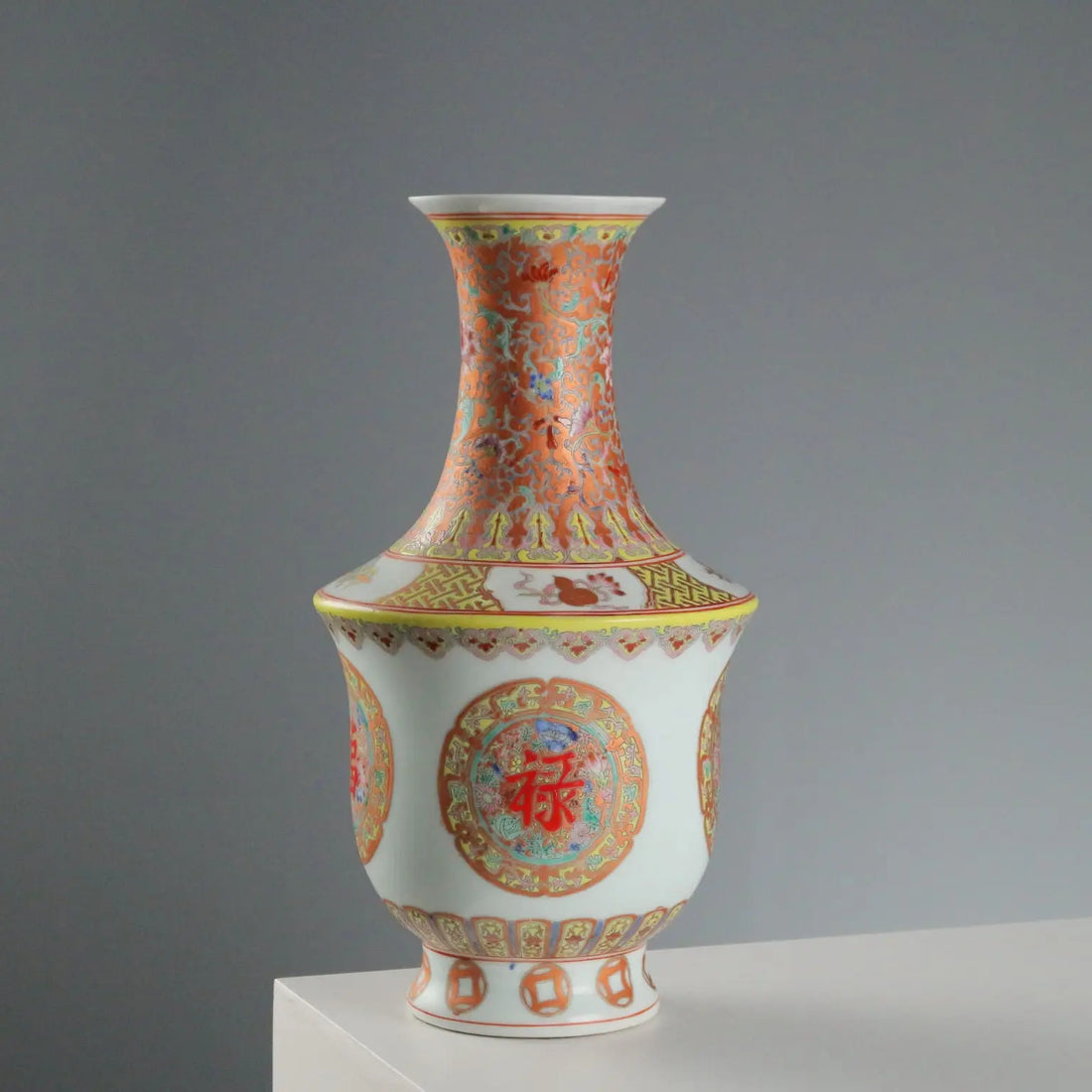 Antique Porcelain Vase Coloured Decorations China XX Century