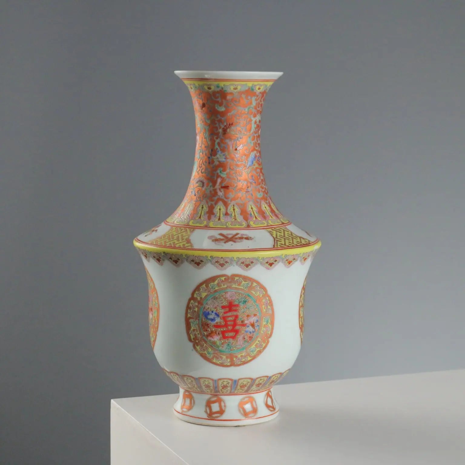 Antique Porcelain Vase Coloured Decorations China XX Century