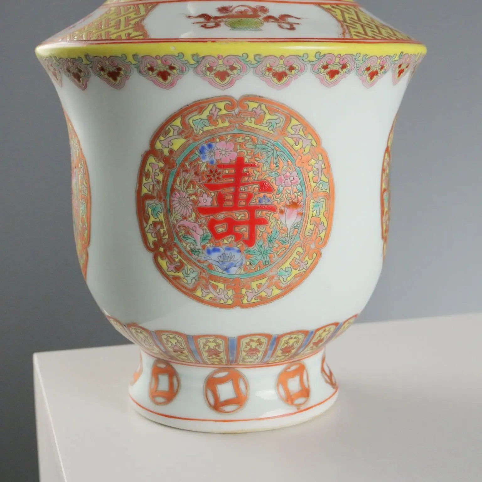 Antique Porcelain Vase Coloured Decorations China XX Century
