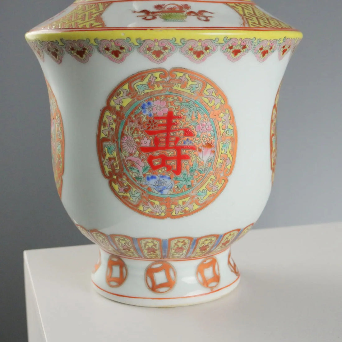 Antique Porcelain Vase Coloured Decorations China XX Century