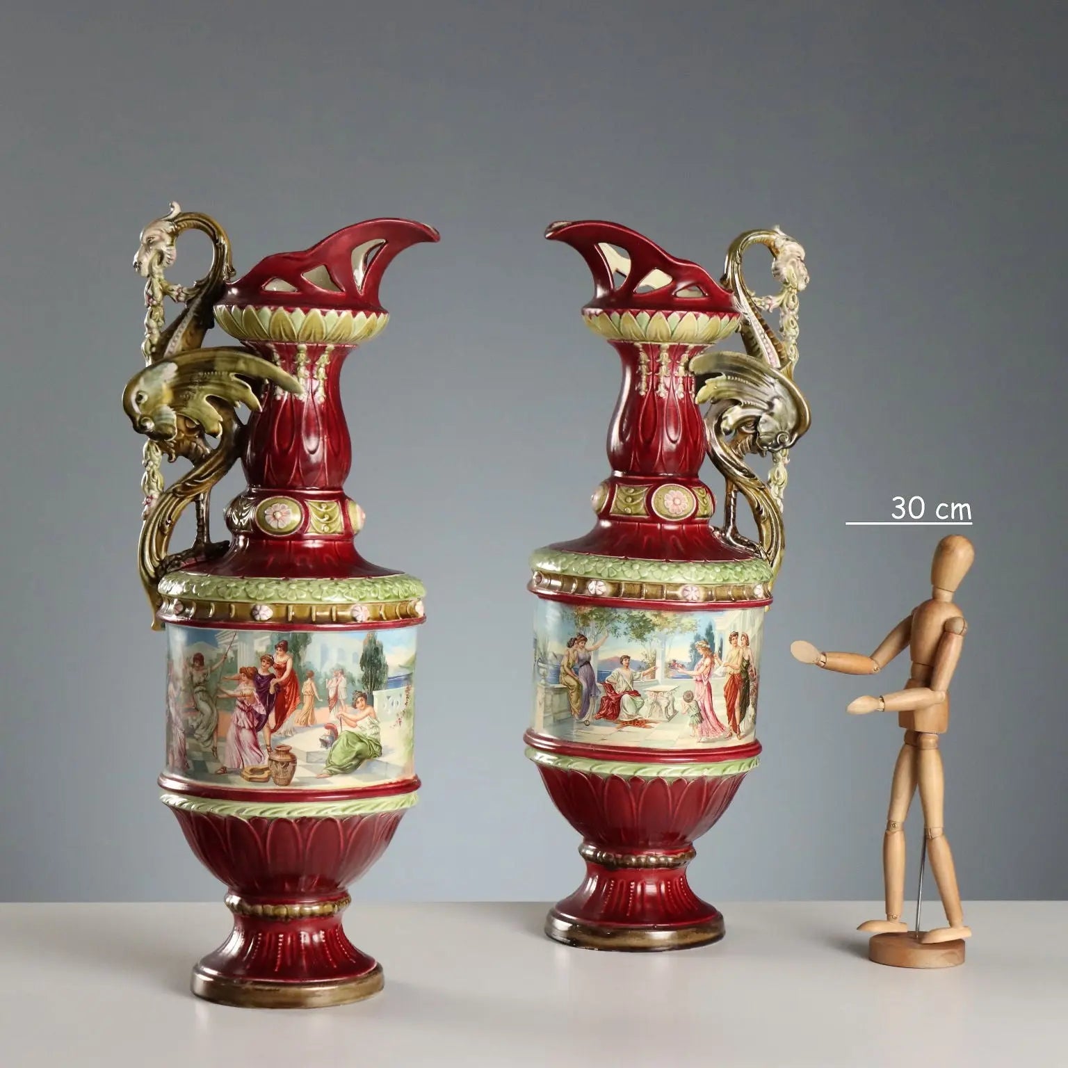Antique Pourers Jugendstil Multicoloured Ceramic XIX Century