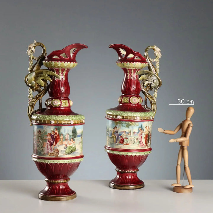 Antique Pourers Jugendstil Multicoloured Ceramic XIX Century