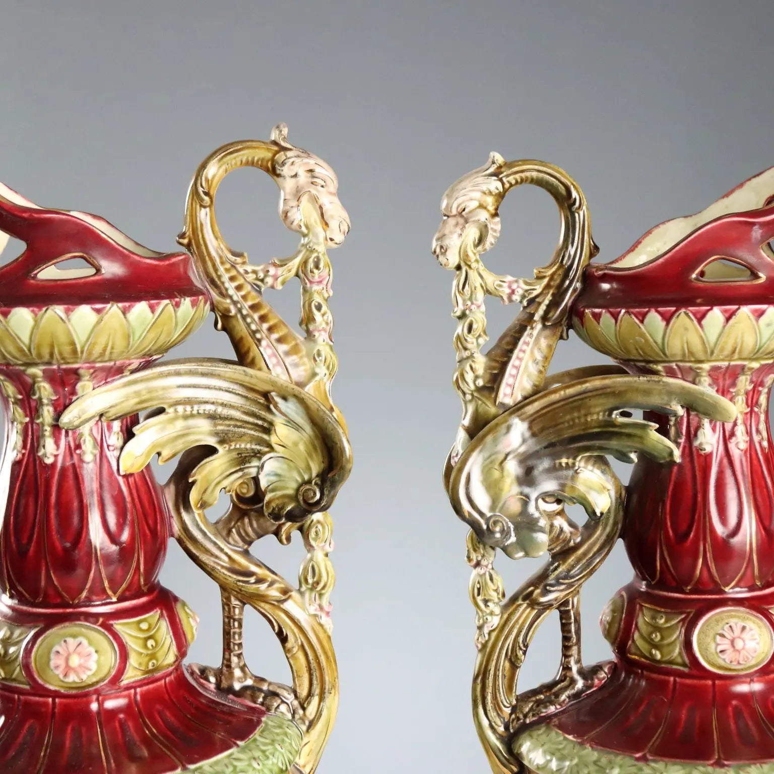 Antique Pourers Jugendstil Multicoloured Ceramic XIX Century