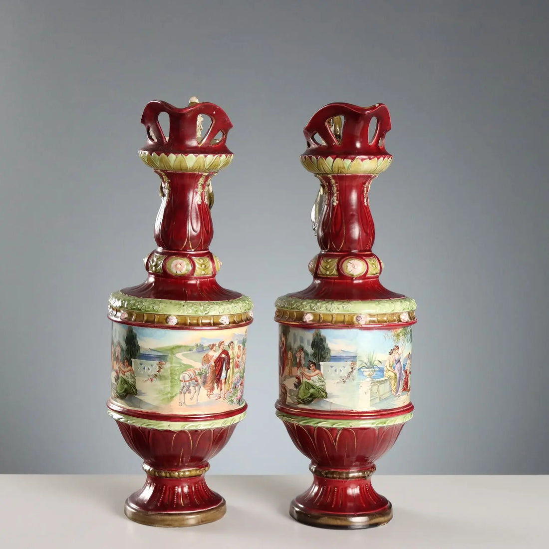 Antique Pourers Jugendstil Multicoloured Ceramic XIX Century