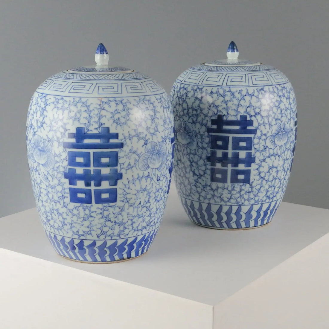 Antique Ginger Jars with Porcelain Lid China XX Century