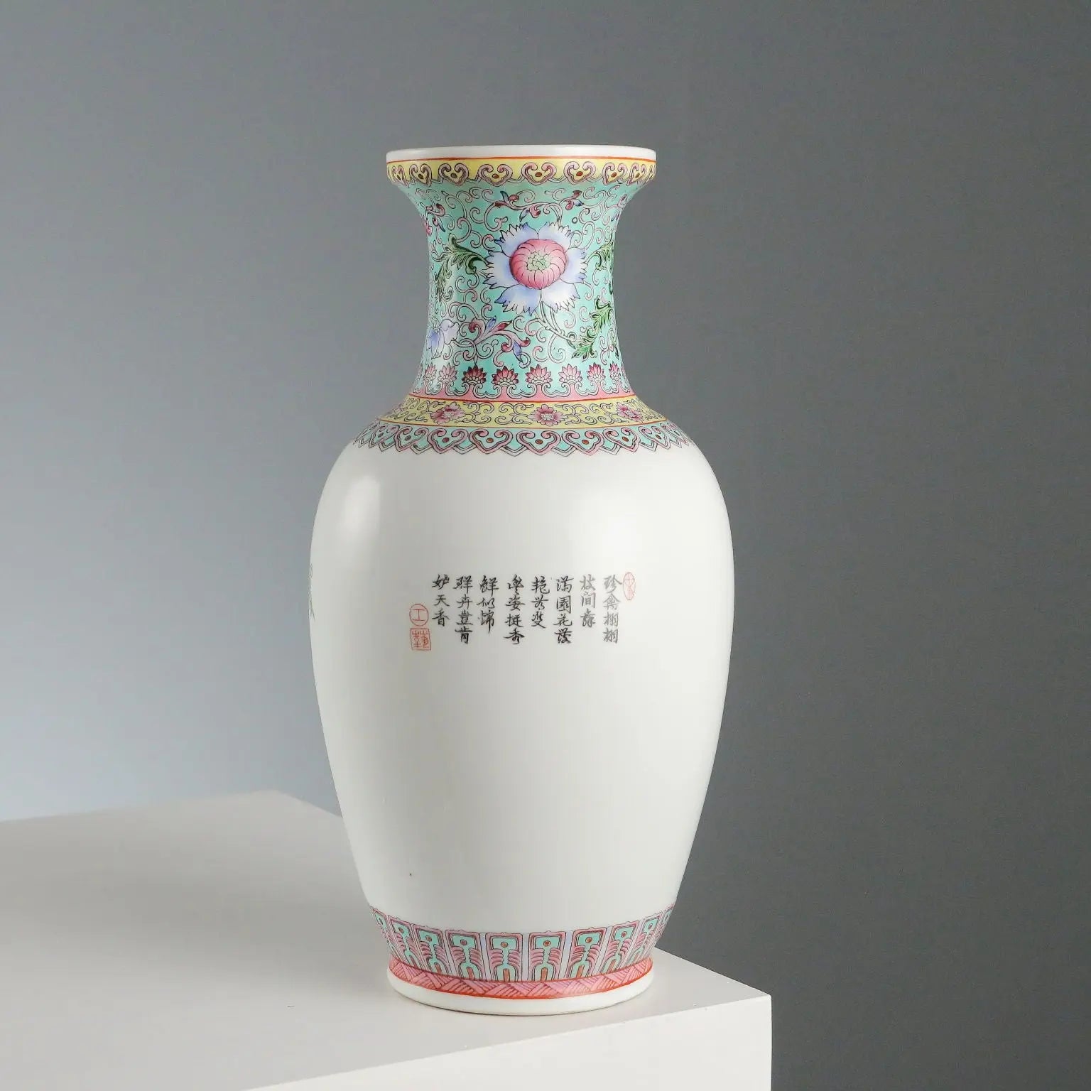 Antique Vase Chinese Porcelain Birds Goose Italy XX Century