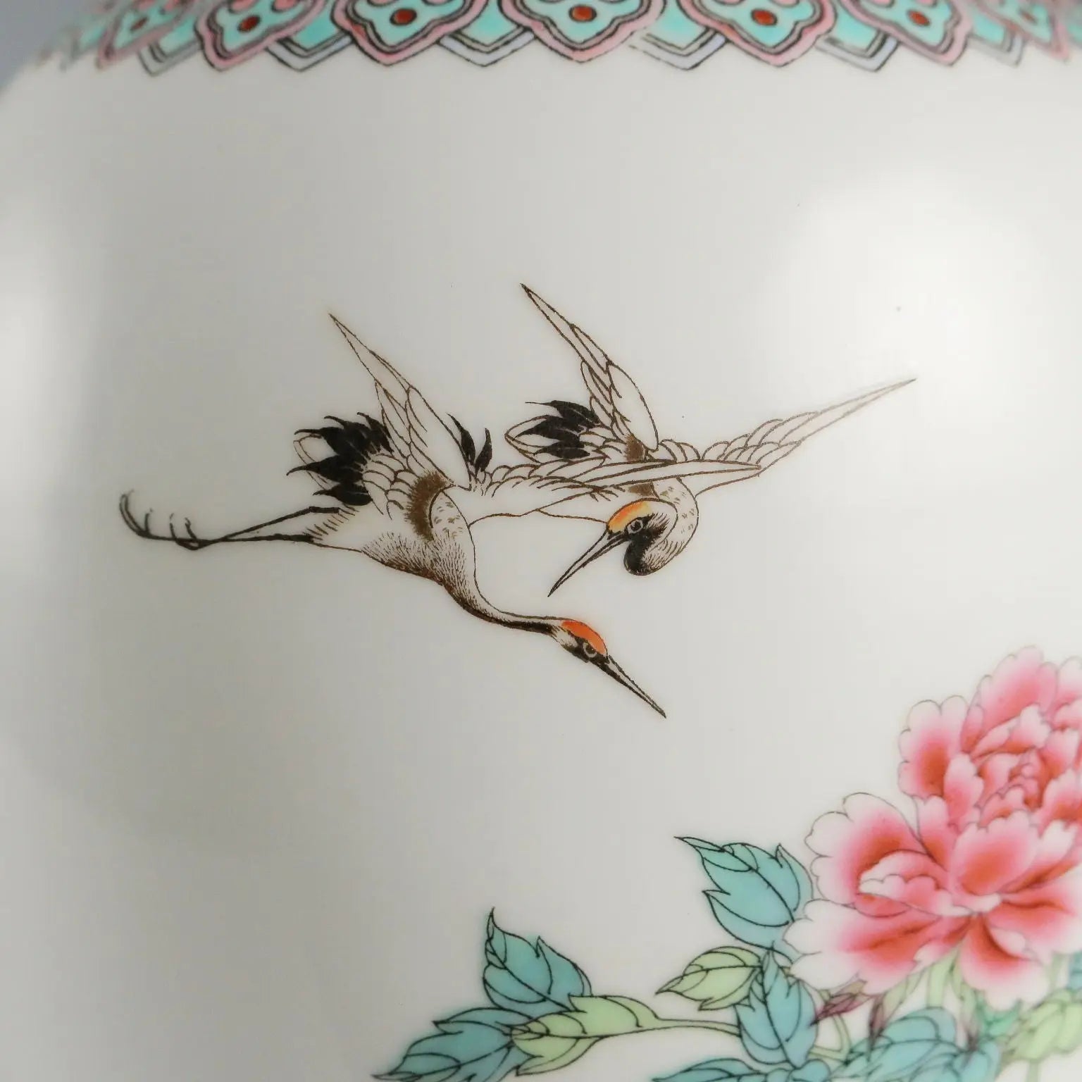 Antique Vase Chinese Porcelain Birds Goose Italy XX Century