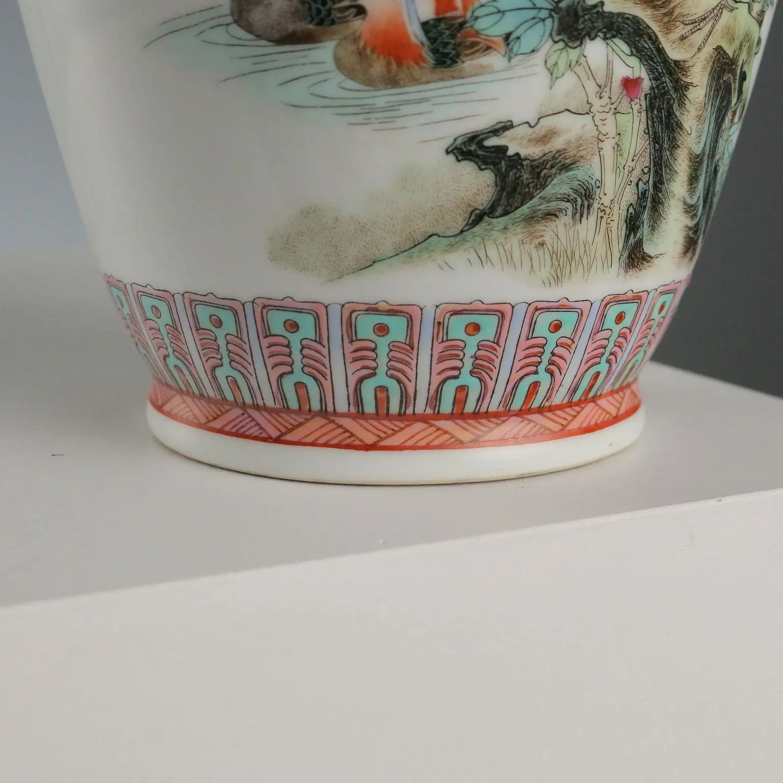 Antique Vase Chinese Porcelain Birds Goose Italy XX Century