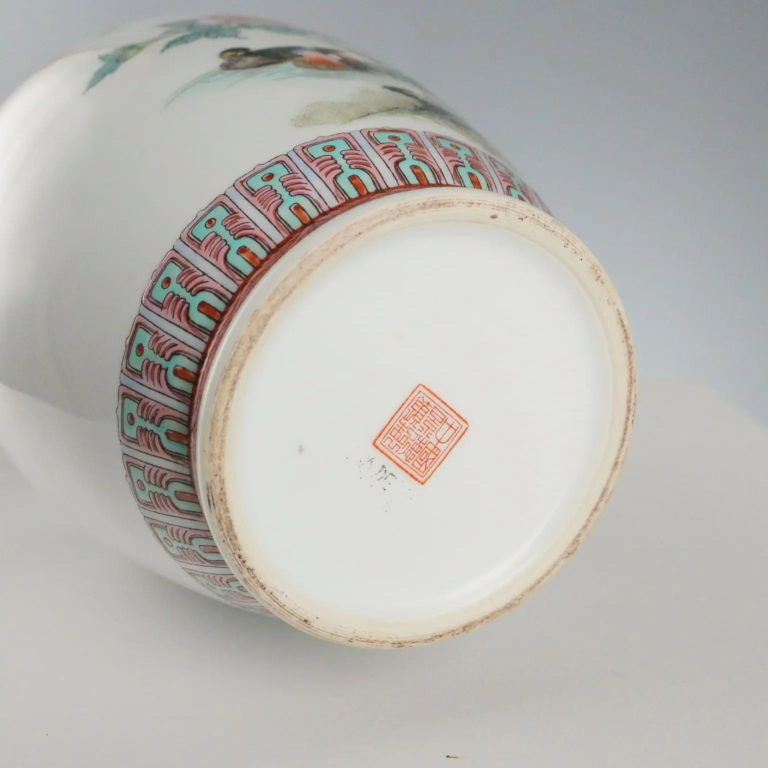 Antique Vase Chinese Porcelain Birds Goose Italy XX Century
