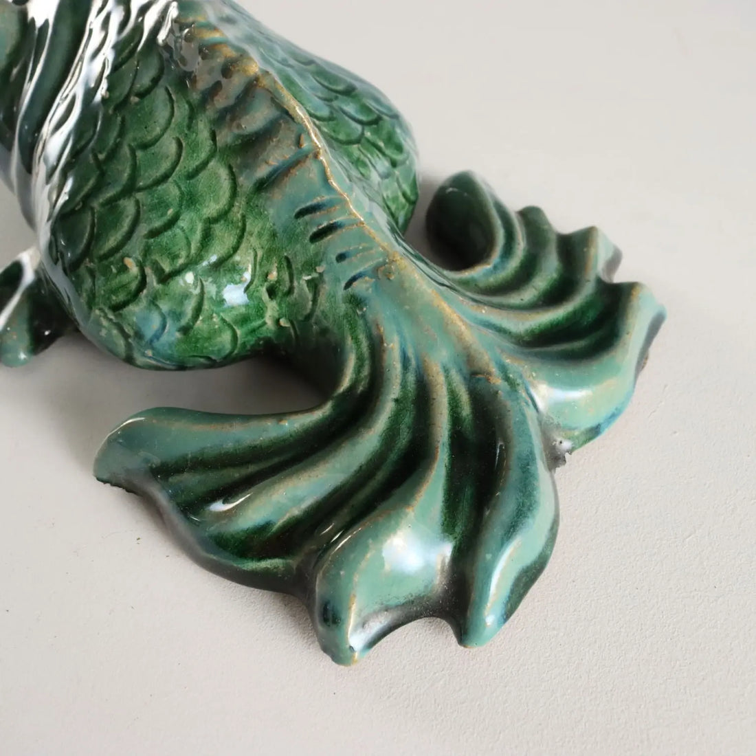 Glazed Ceramic Koi Carp Fish Vintage Asia 1960s-1970s