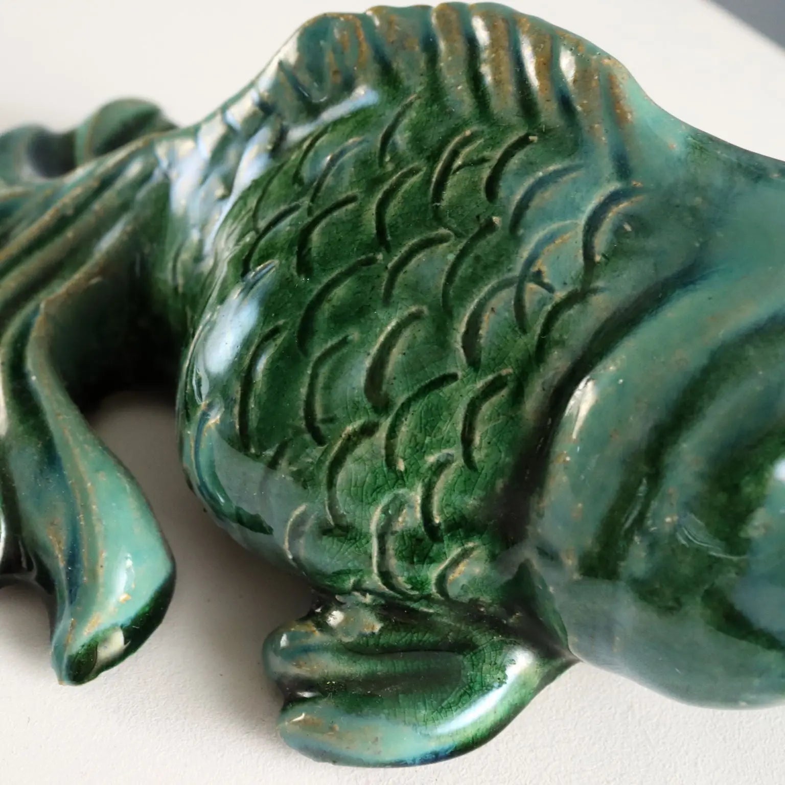 Glazed Ceramic Koi Carp Fish Vintage Asia 1960s-1970s