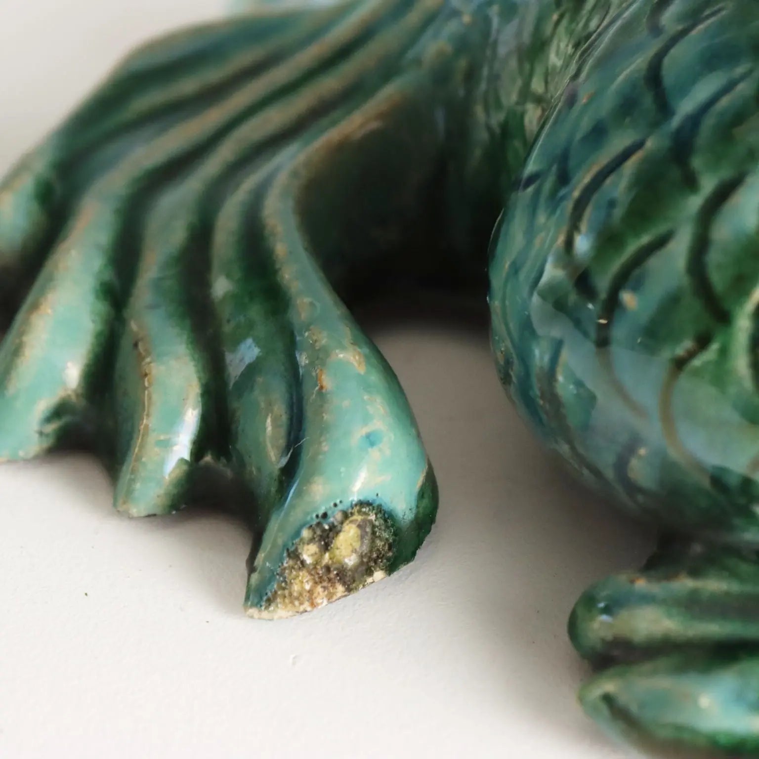Glazed Ceramic Koi Carp Fish Vintage Asia 1960s-1970s