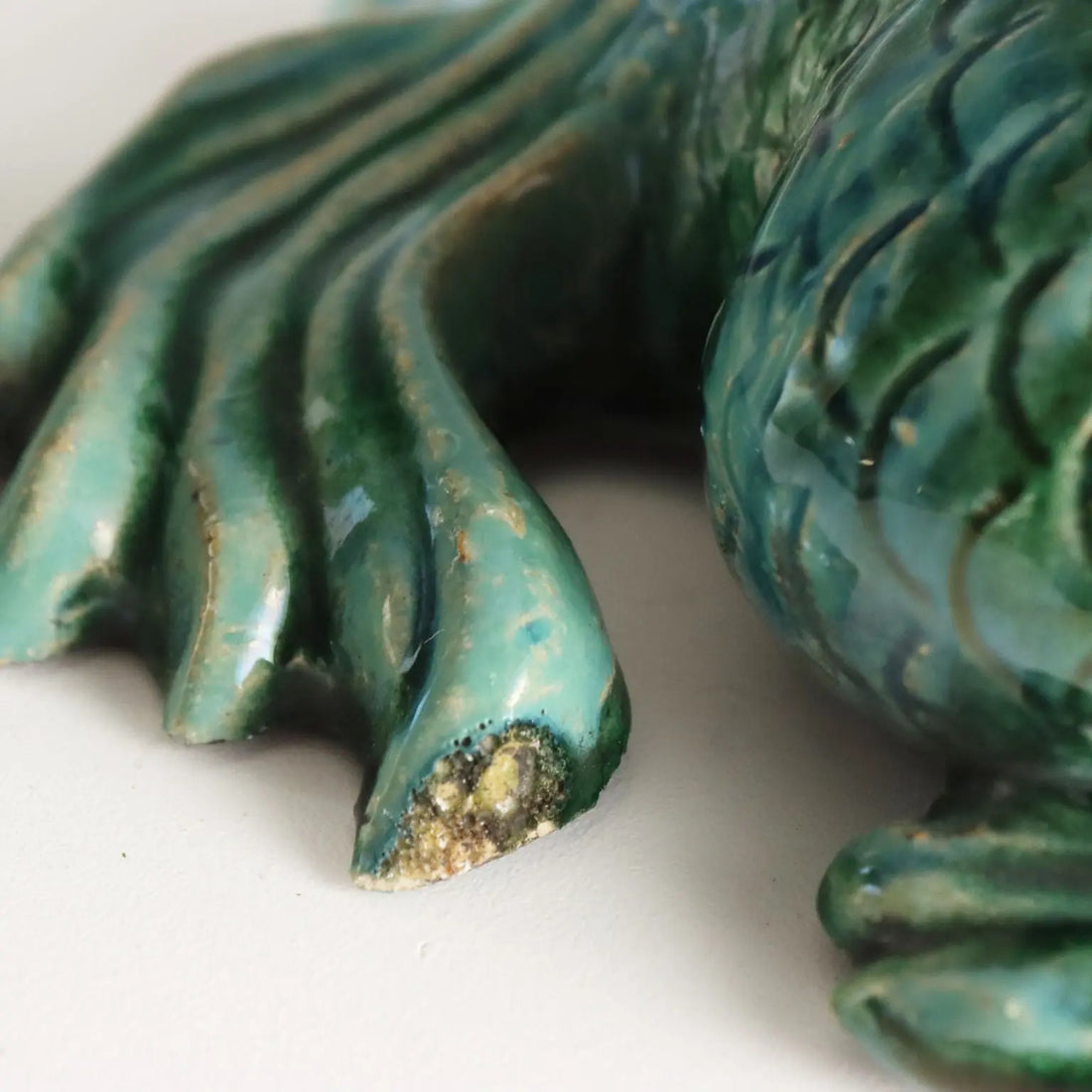 Glazed Ceramic Koi Carp Fish Vintage Asia 1960s-1970s