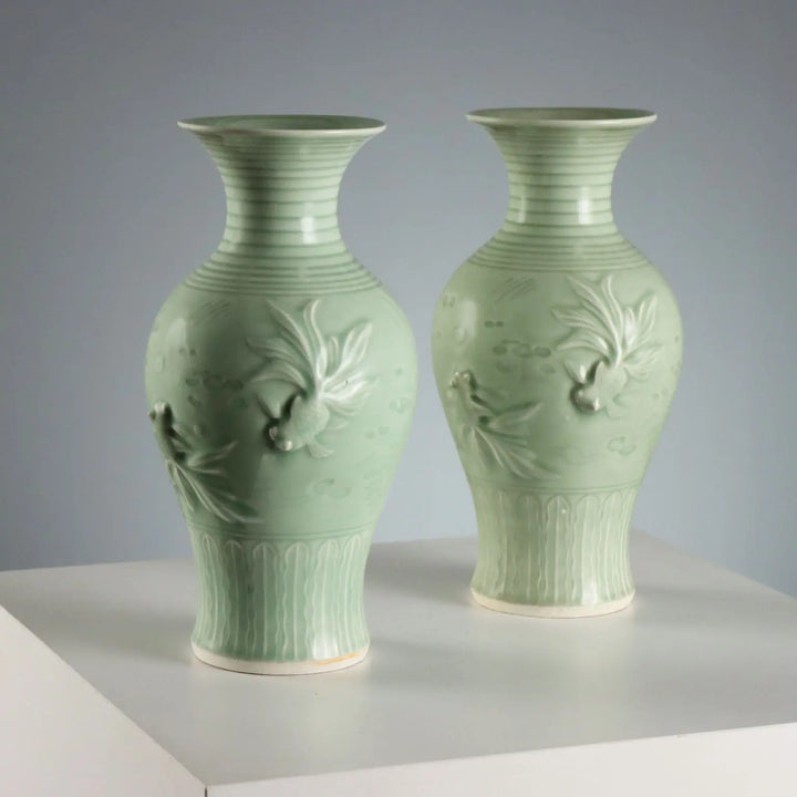 Vintage Vases Celadon Porcelain China XX-XXI Century