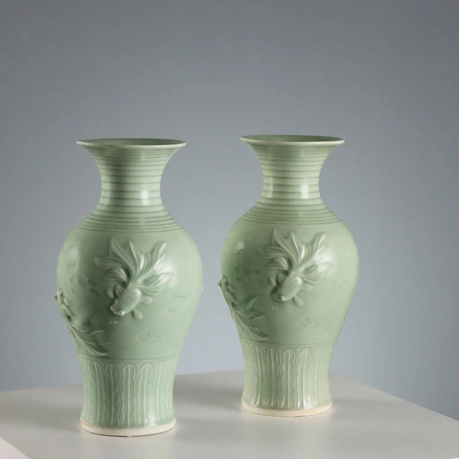Vintage Vases Celadon Porcelain China XX-XXI Century