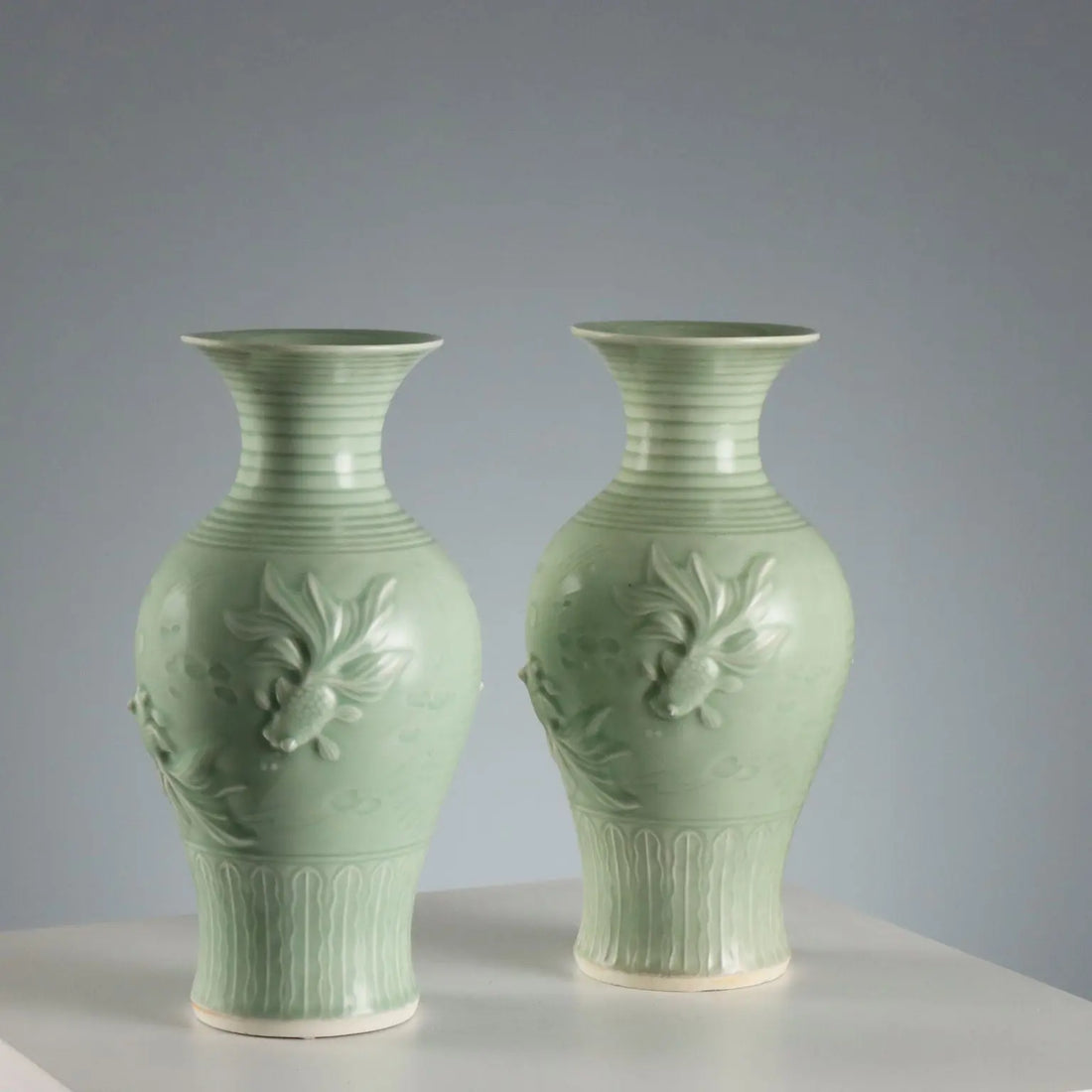Vintage Vases Celadon Porcelain China XX-XXI Century
