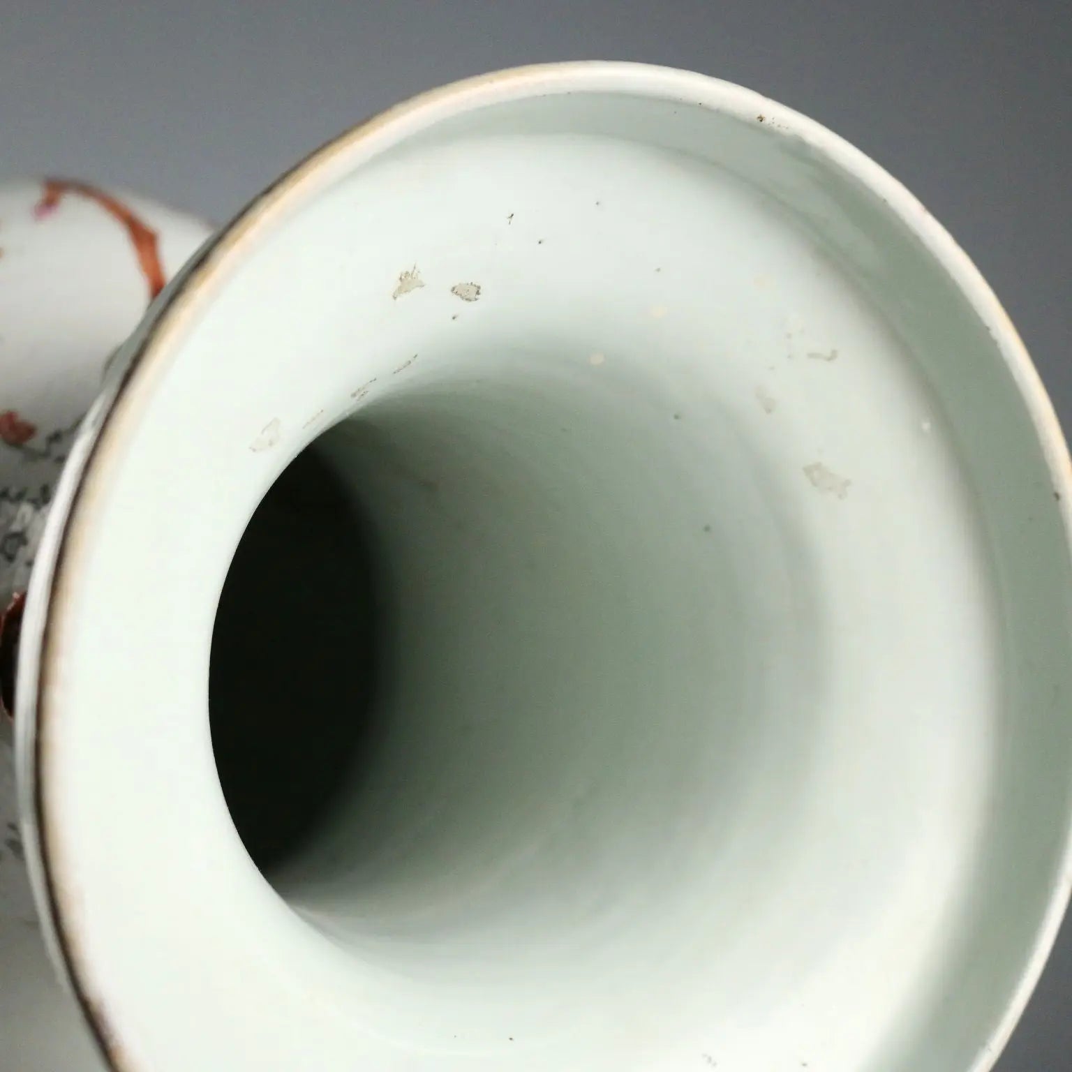 Antique Baluster Shaped Vase Porcelain Wood China XX Century