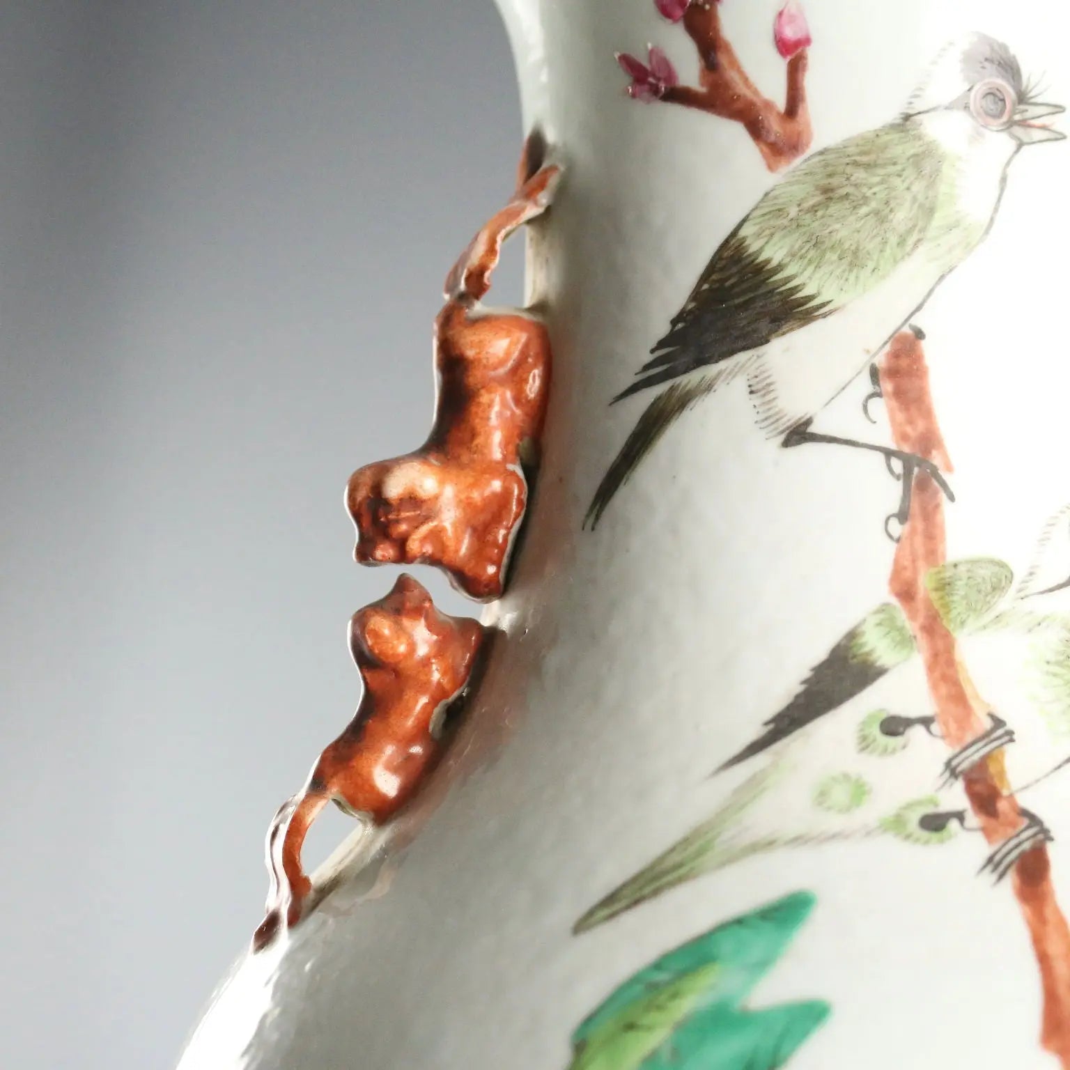 Antique Baluster Shaped Vase Porcelain Wood China XX Century
