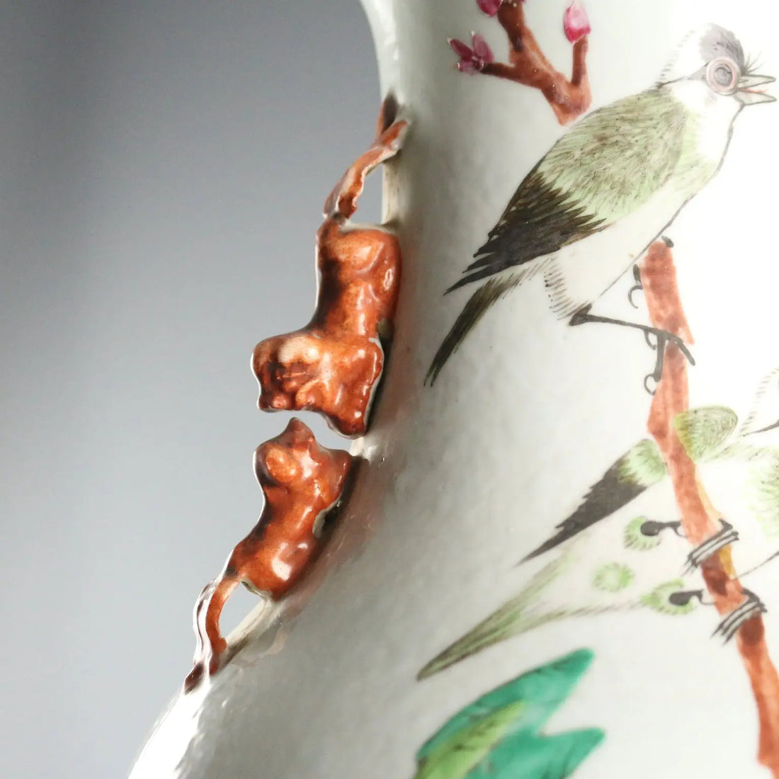 Antique Baluster Shaped Vase Porcelain Wood China XX Century
