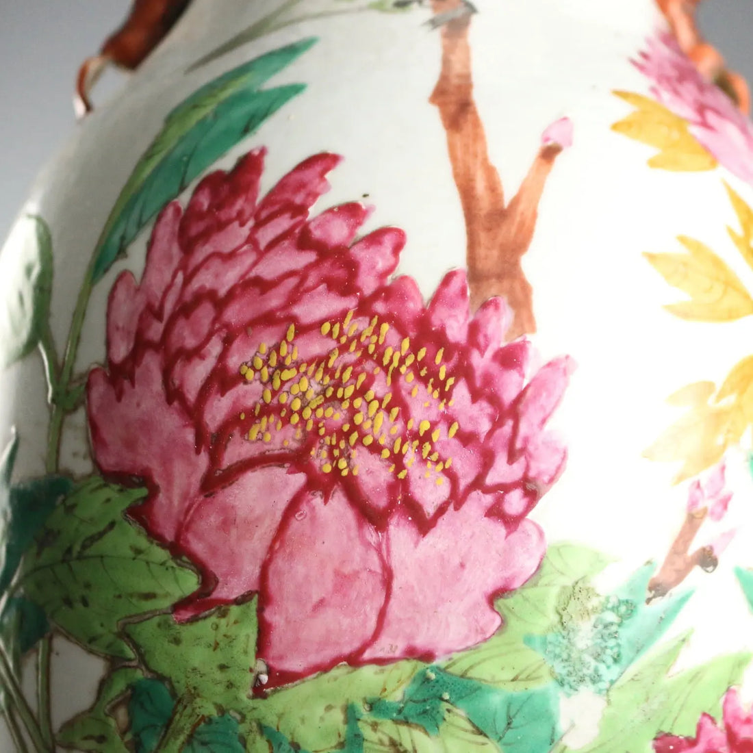 Antique Baluster Shaped Vase Porcelain Wood China XX Century