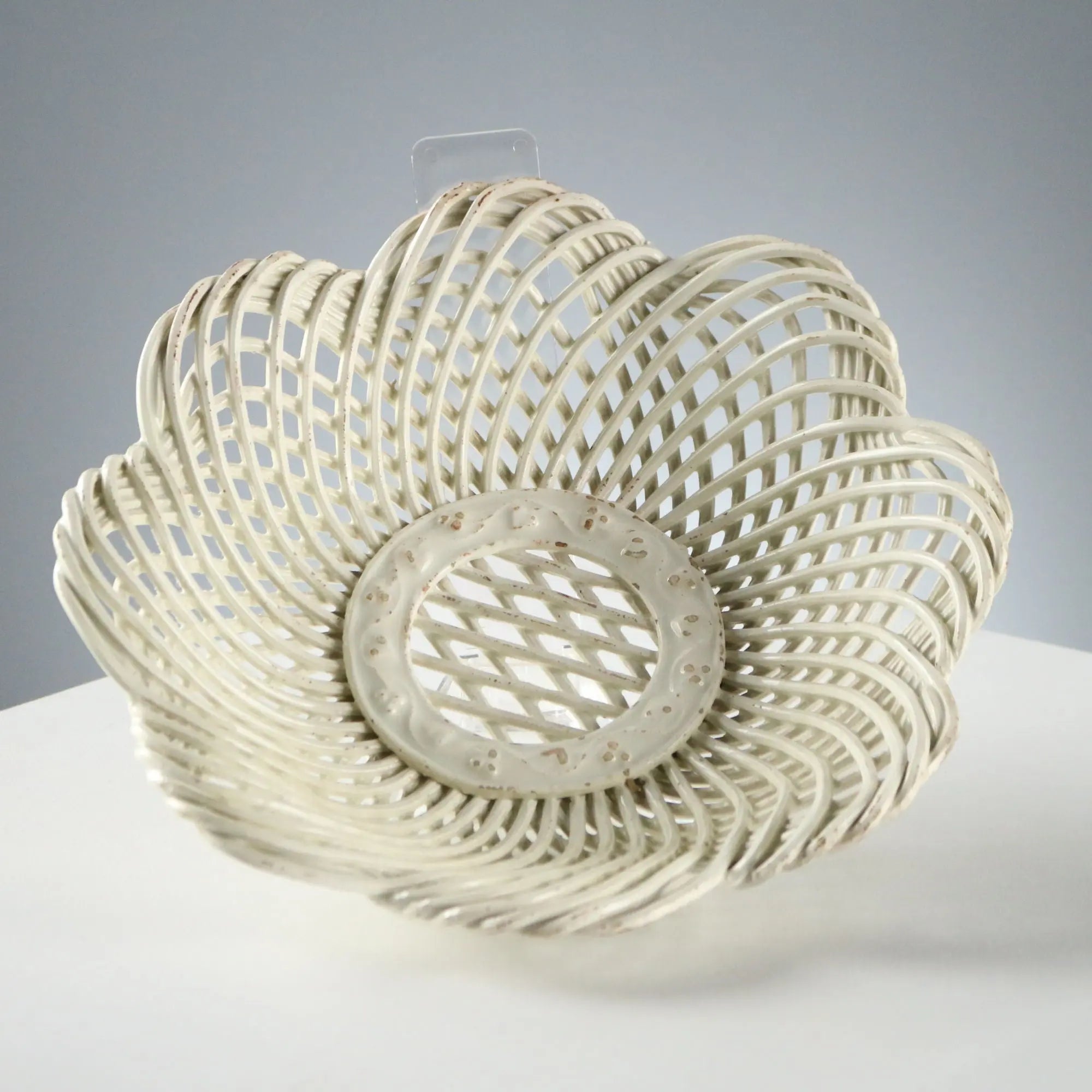 Antique Basket White Earthenware Decorations XIX Century