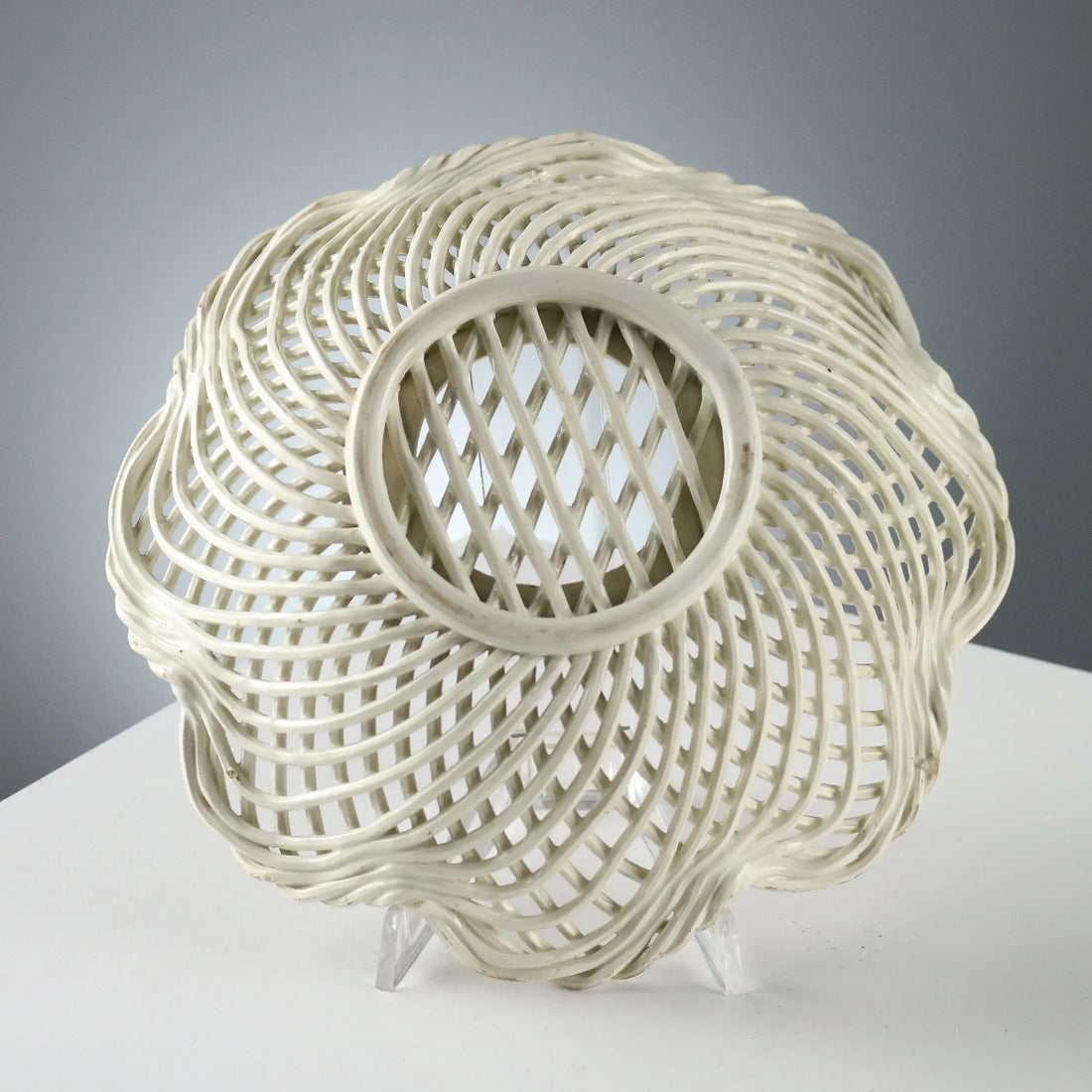 Antique Basket White Earthenware Decorations XIX Century