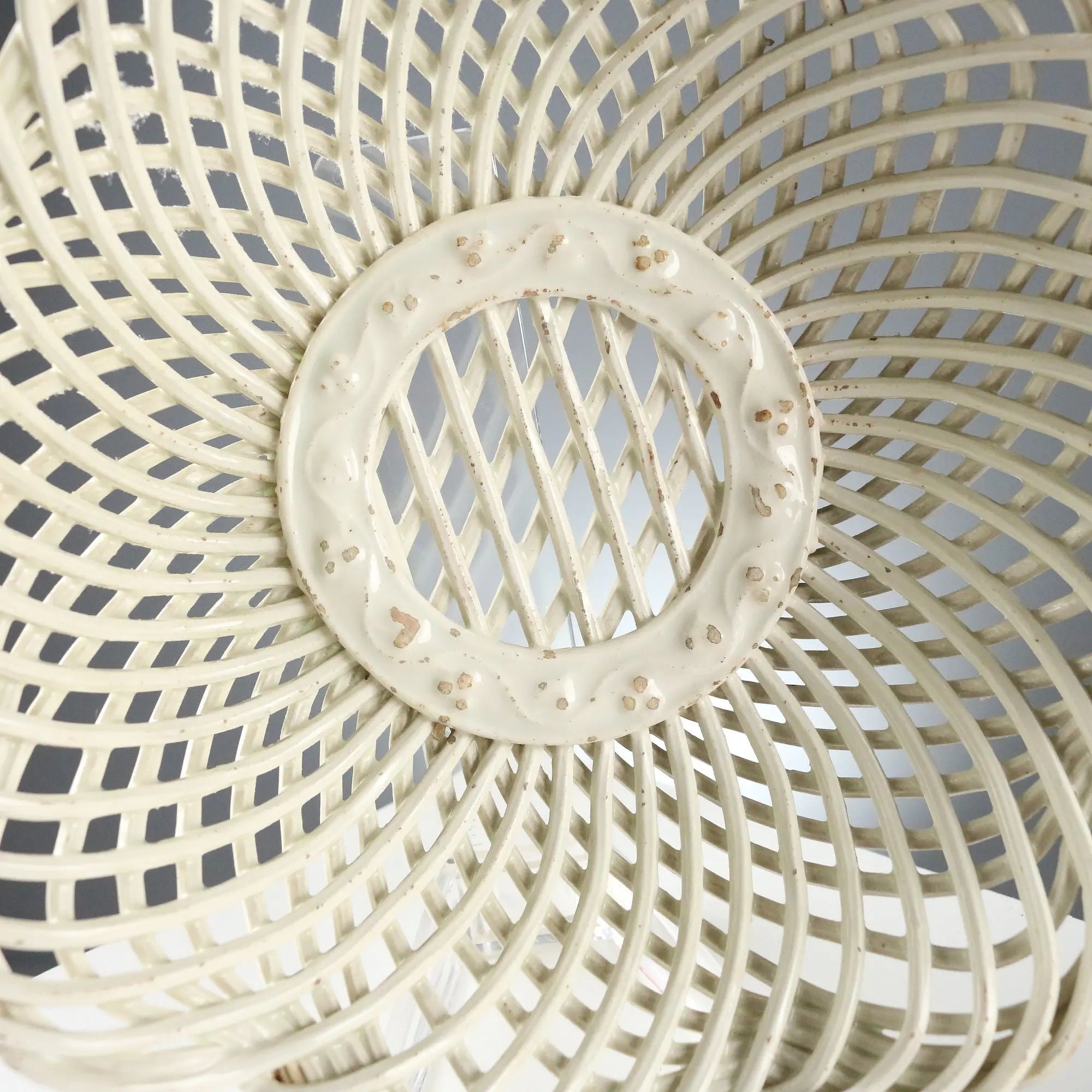 Antique Basket White Earthenware Decorations XIX Century