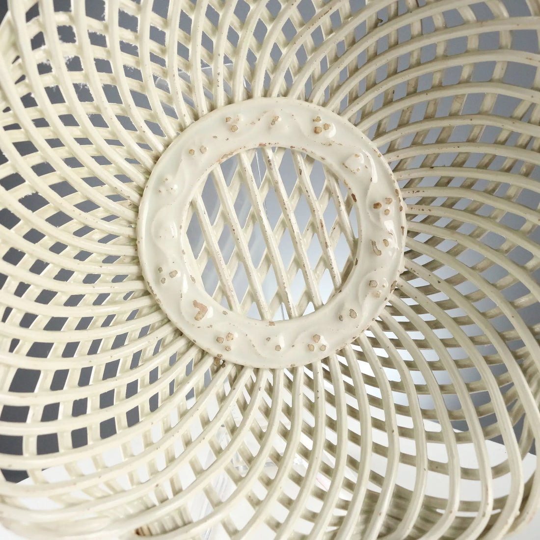 Antique Basket White Earthenware Decorations XIX Century