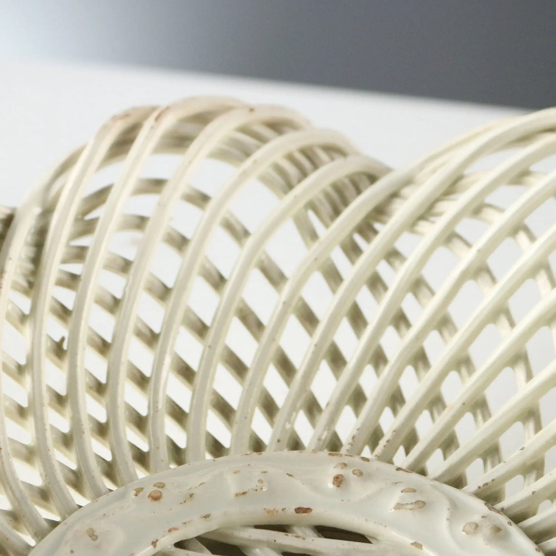 Antique Basket White Earthenware Decorations XIX Century