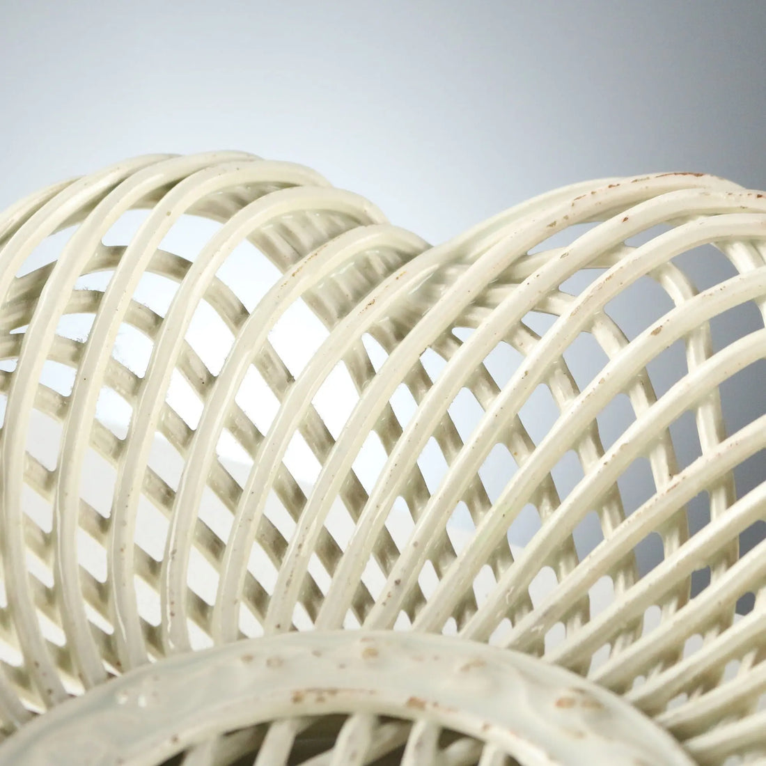 Antique Basket White Earthenware Decorations XIX Century