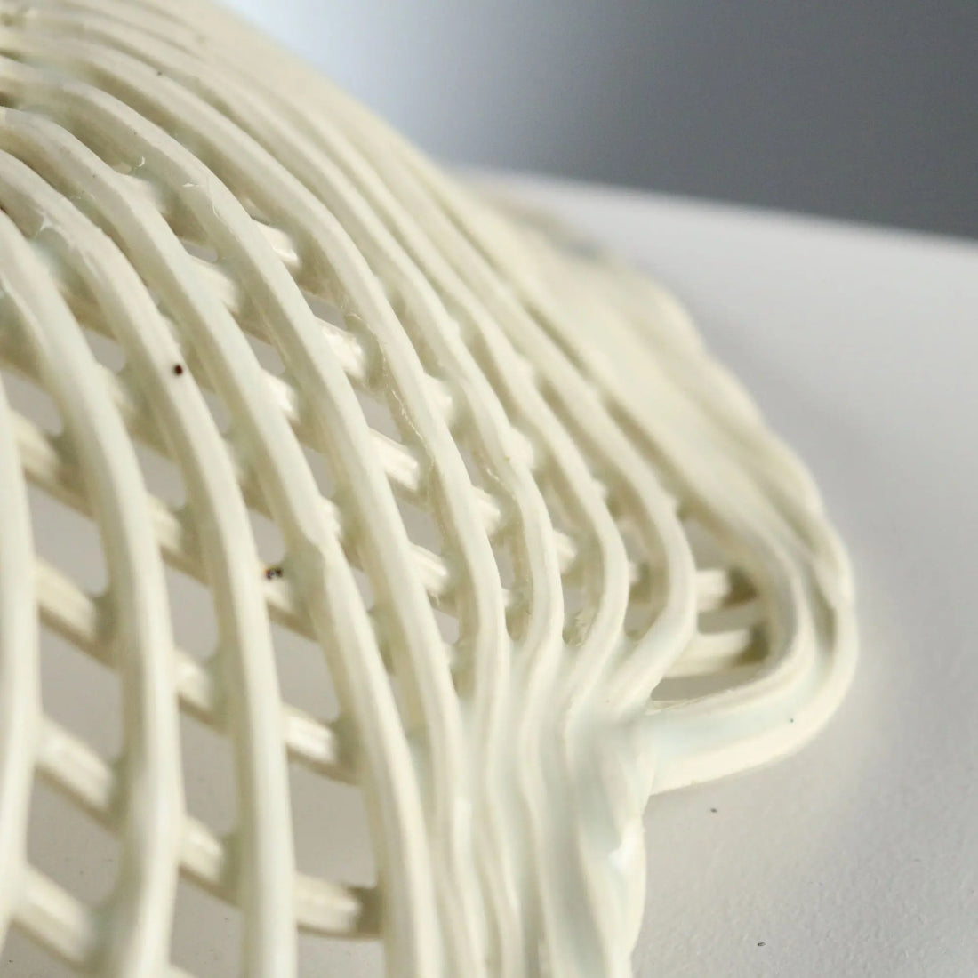 Antique Basket White Earthenware Decorations XIX Century