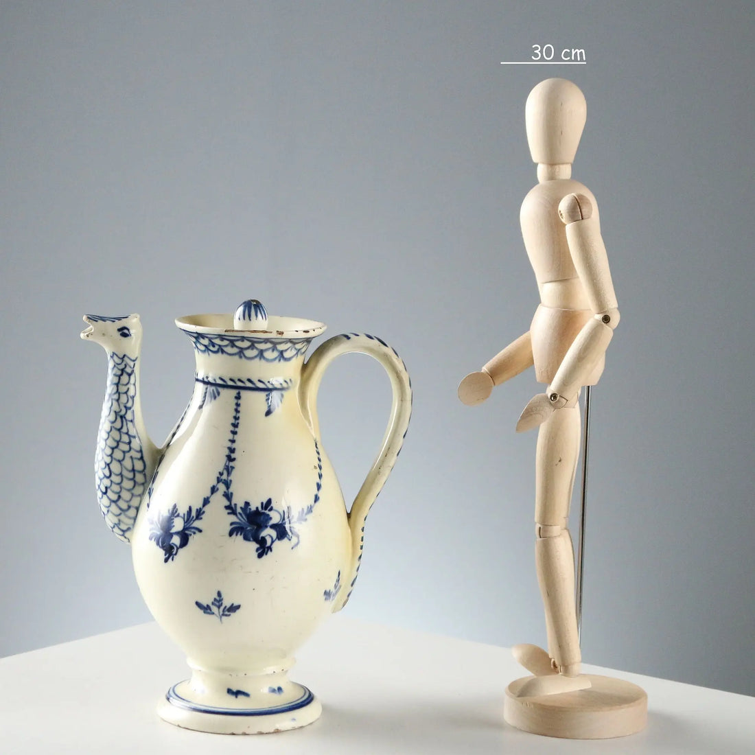 Antique Coffee Pot White Earthenware Decorations Europe XIX Century