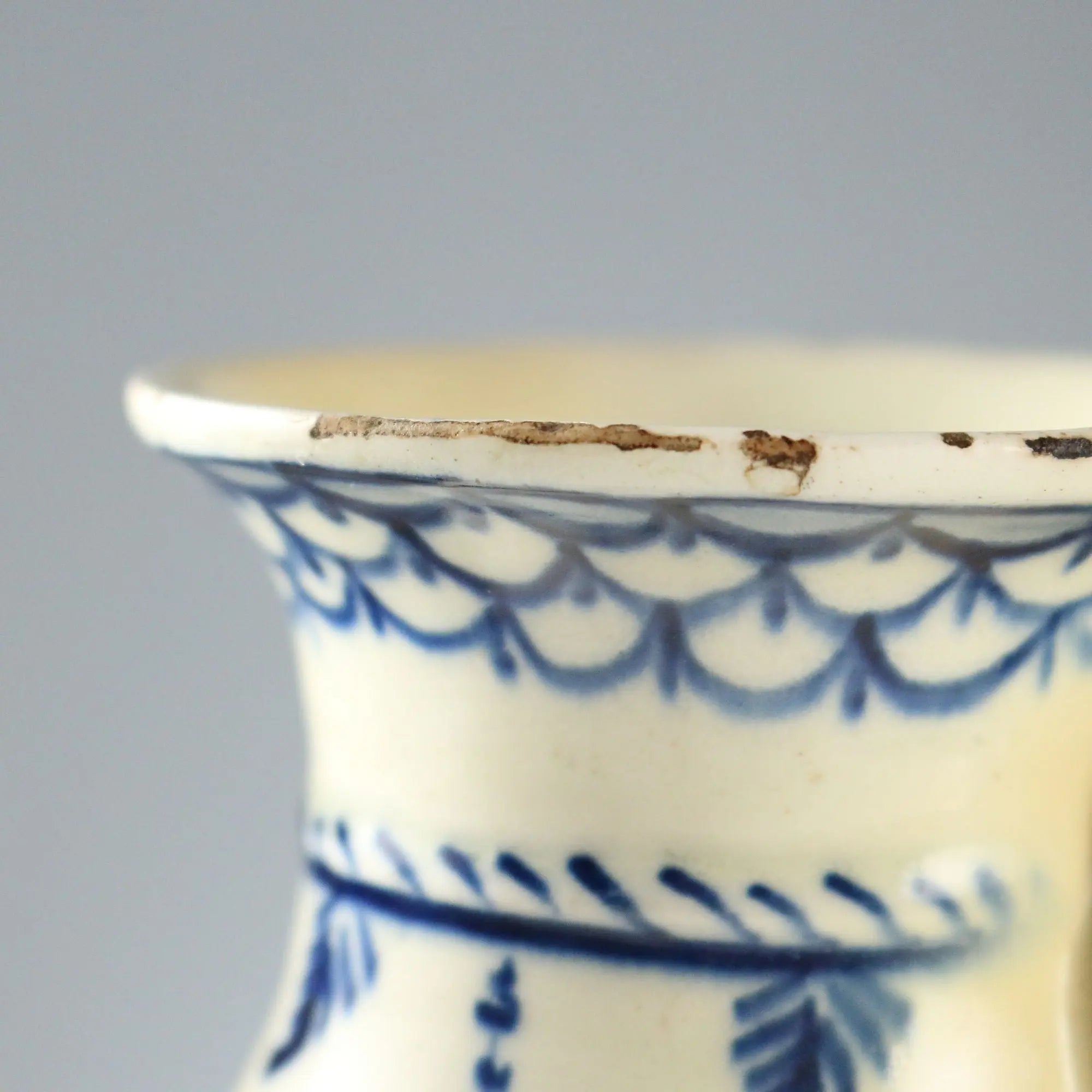 Antique Coffee Pot White Earthenware Decorations Europe XIX Century