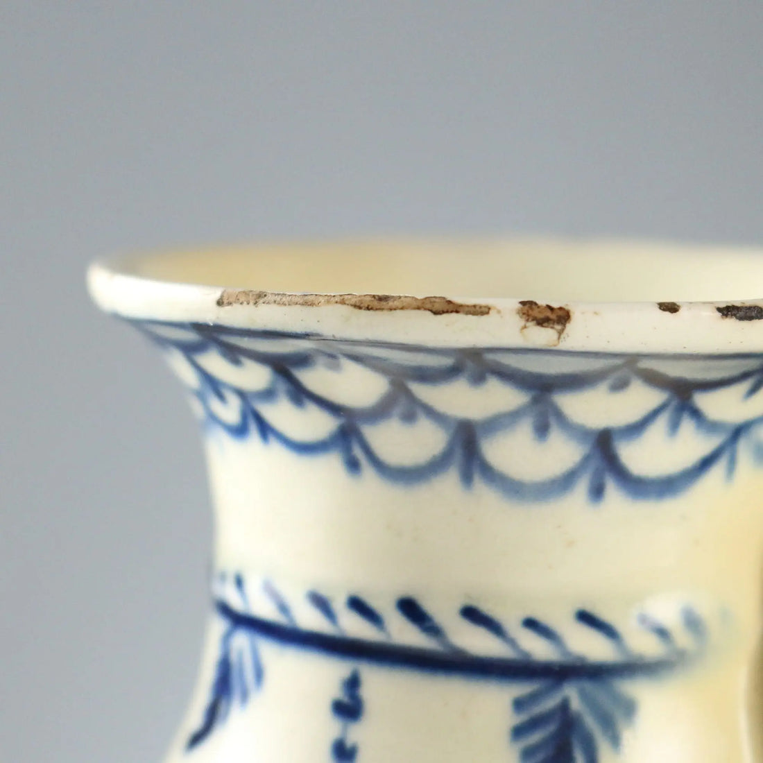 Antique Coffee Pot White Earthenware Decorations Europe XIX Century