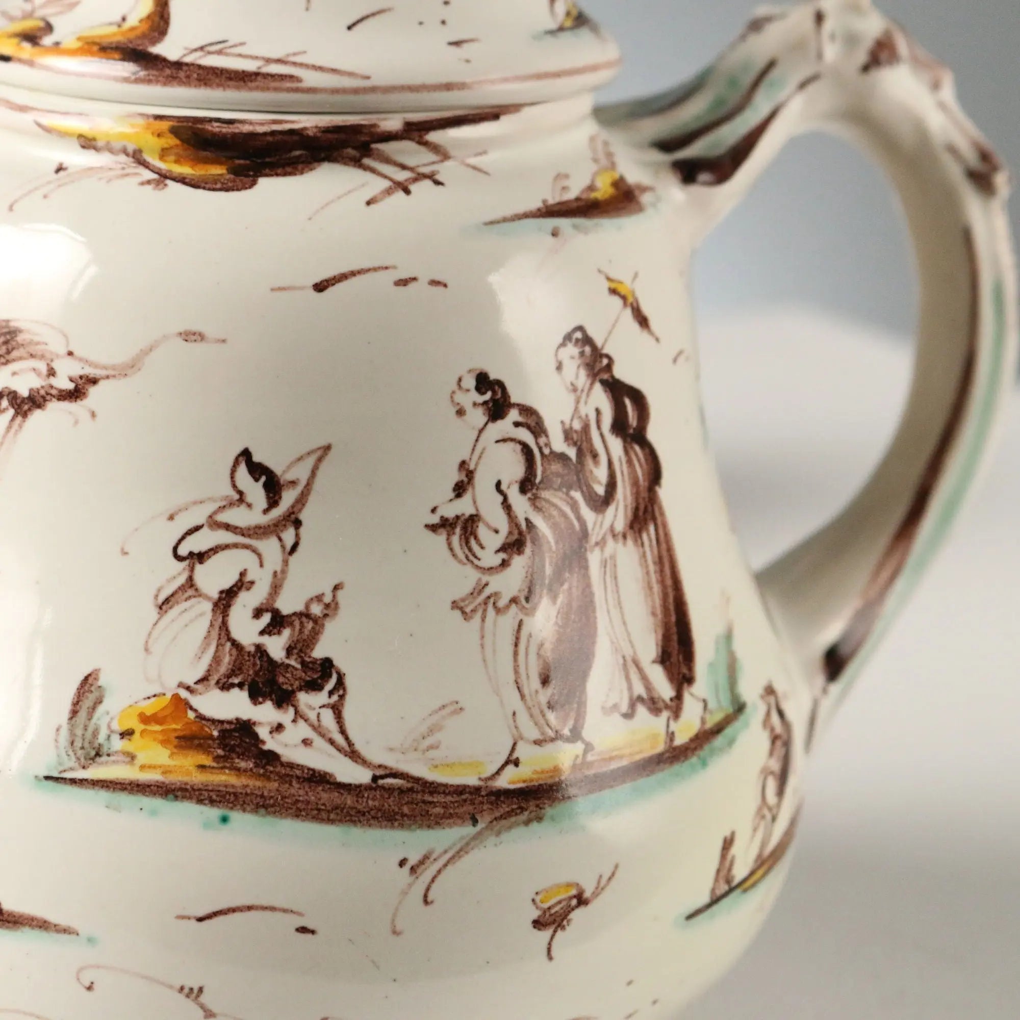 Antique Tea and Coffee Set Majolica Angelo Levantino Italy XX Century